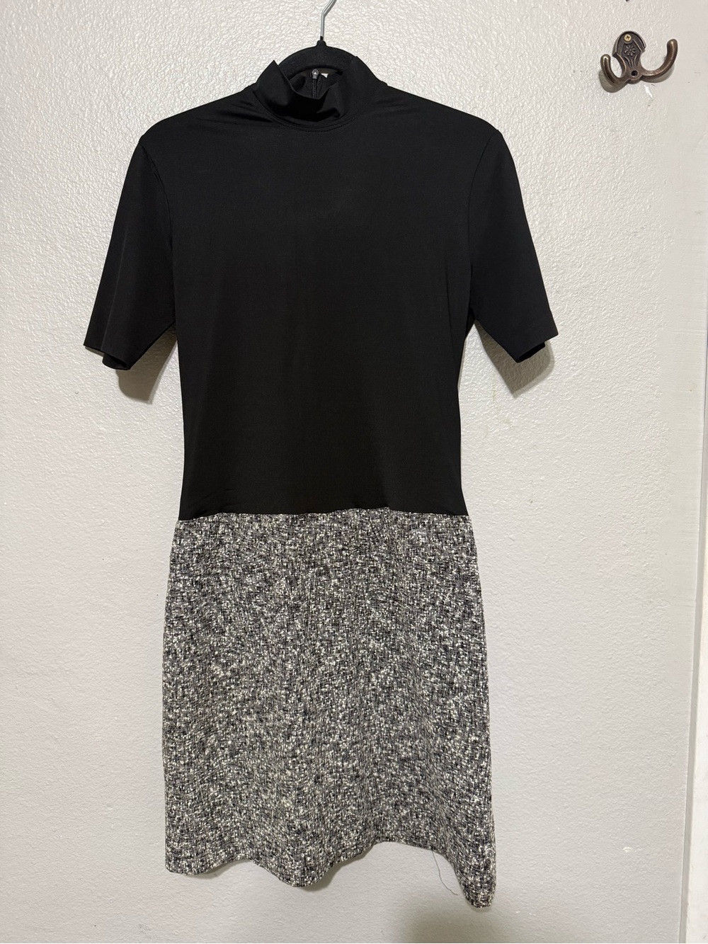 Alberto Makali New York VTG Classic Black & Gray Tweed Knit Short-Sleeve Dress - Picture 2 of 5